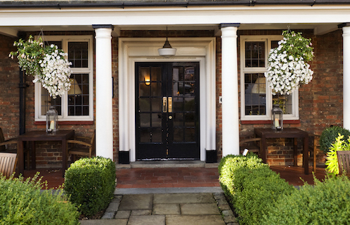front door to The George at Buckden hotel and brasserie