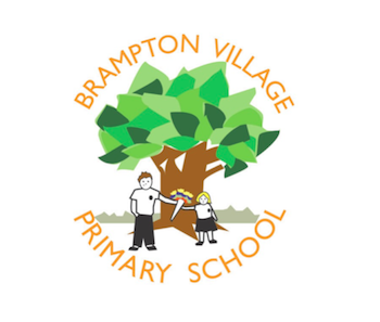 Logo and moto for Brampton Park Primary School with tree, dad and daughter flowers