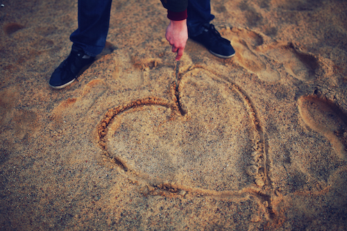 Heart drawn in the sand