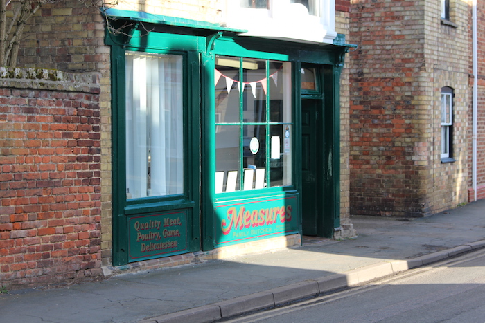 Green frontage of Measures The Butchers