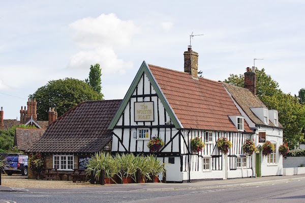 The White Hart pub and gastro restaurant with car park in Cambridge Street, Godmanchester