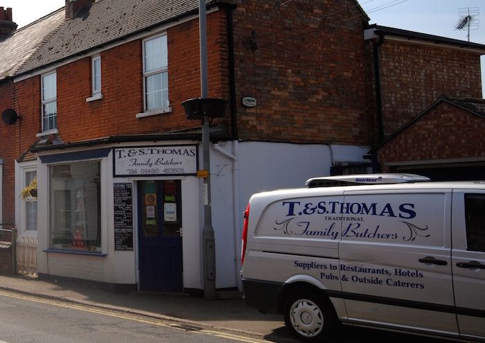 T & S Thomas butchers and delivery van in Old Court Hall, Godmanchester