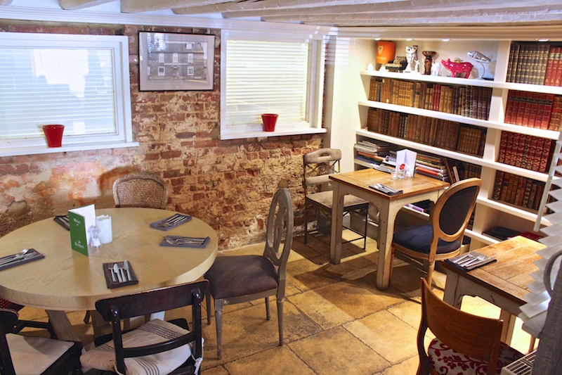 Restaurant interior with laid tables