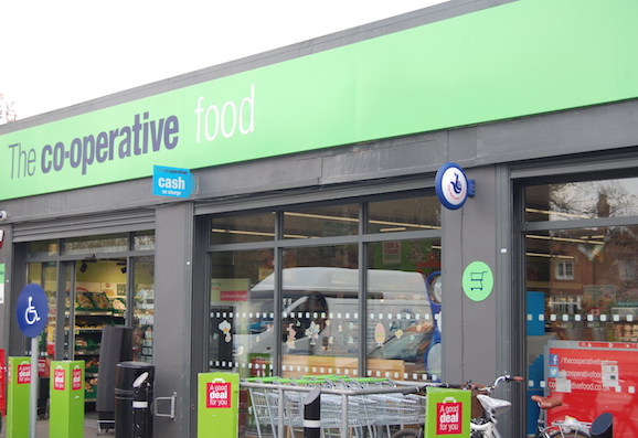 The Co-operative food store and trolleys in Godmnchester