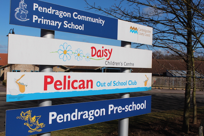 Sign for Pendragon Pre-School, Daisy Children's Centre and Pelican Out of School Club
