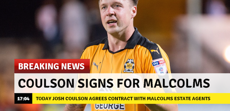 Josh Coulson has signed for Malcolms estate agents